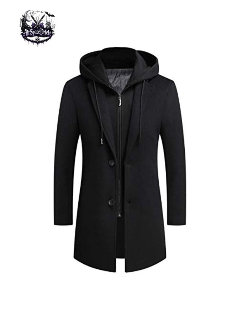 Mens Wool Blend Trench Coat Hooded Long Winter Overcoat Pea Coat